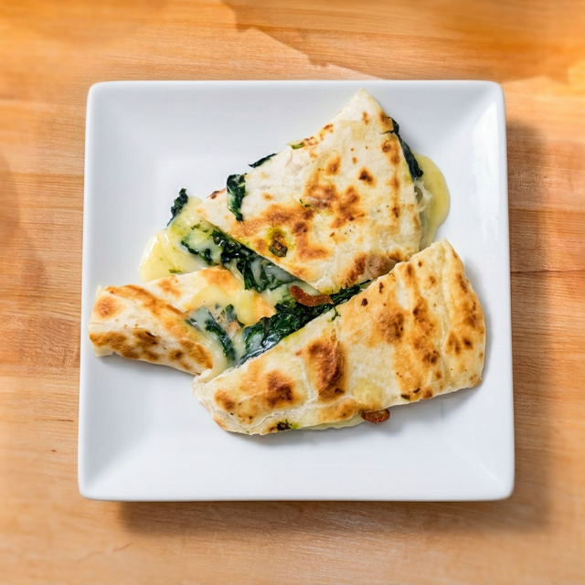 Spinach & Mushroom Quesadilla.